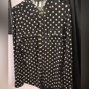BCBGMaxAzria Black Shirt with White Polka Dots